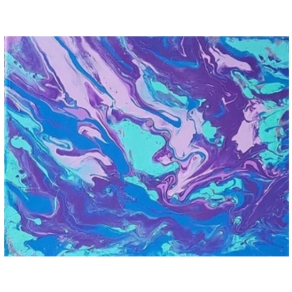 Hand Crafted Blue and Purple Abstract Design 11x14 Inches Canvas Painting - Picture 4 of 4
